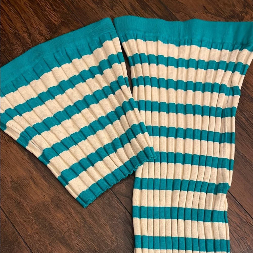 Striped Teal and White two piece dress